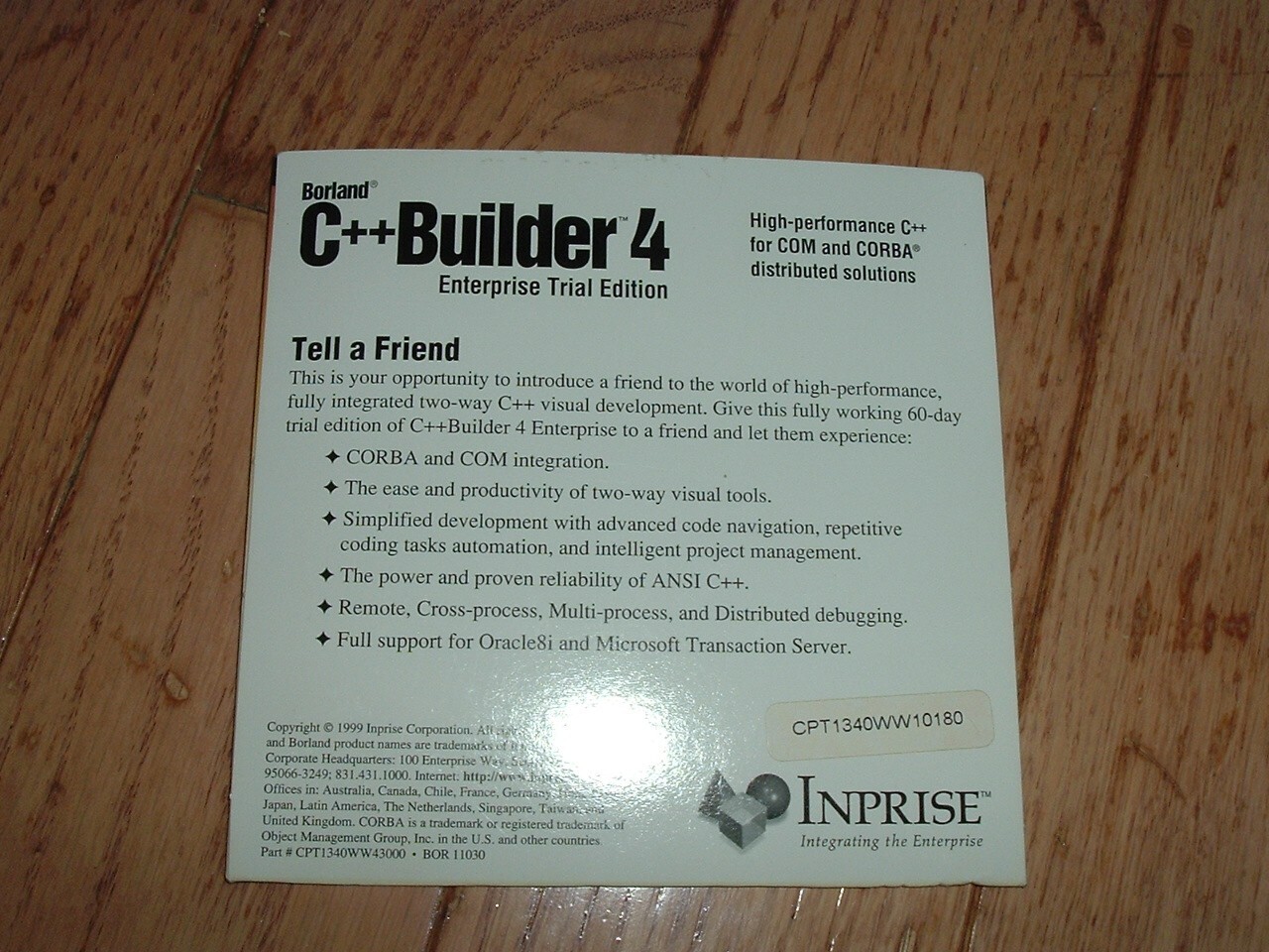 Borland C++ Builder 4 Enterprise Trial disk (Good for limited time)