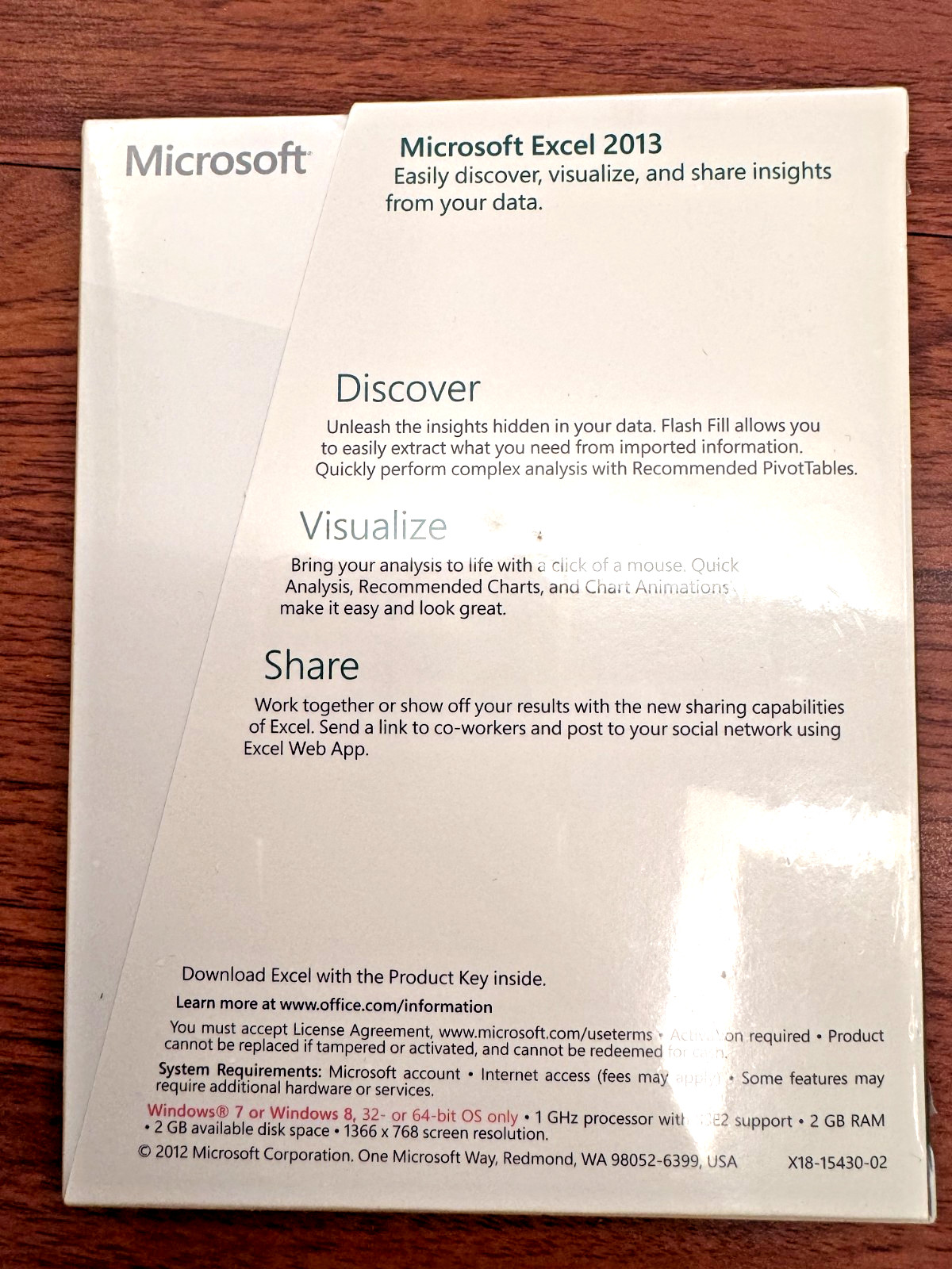 Microsoft Excel 2013 Key Card In Sealed Box 1 PC Brand New Agilent G1030-64008