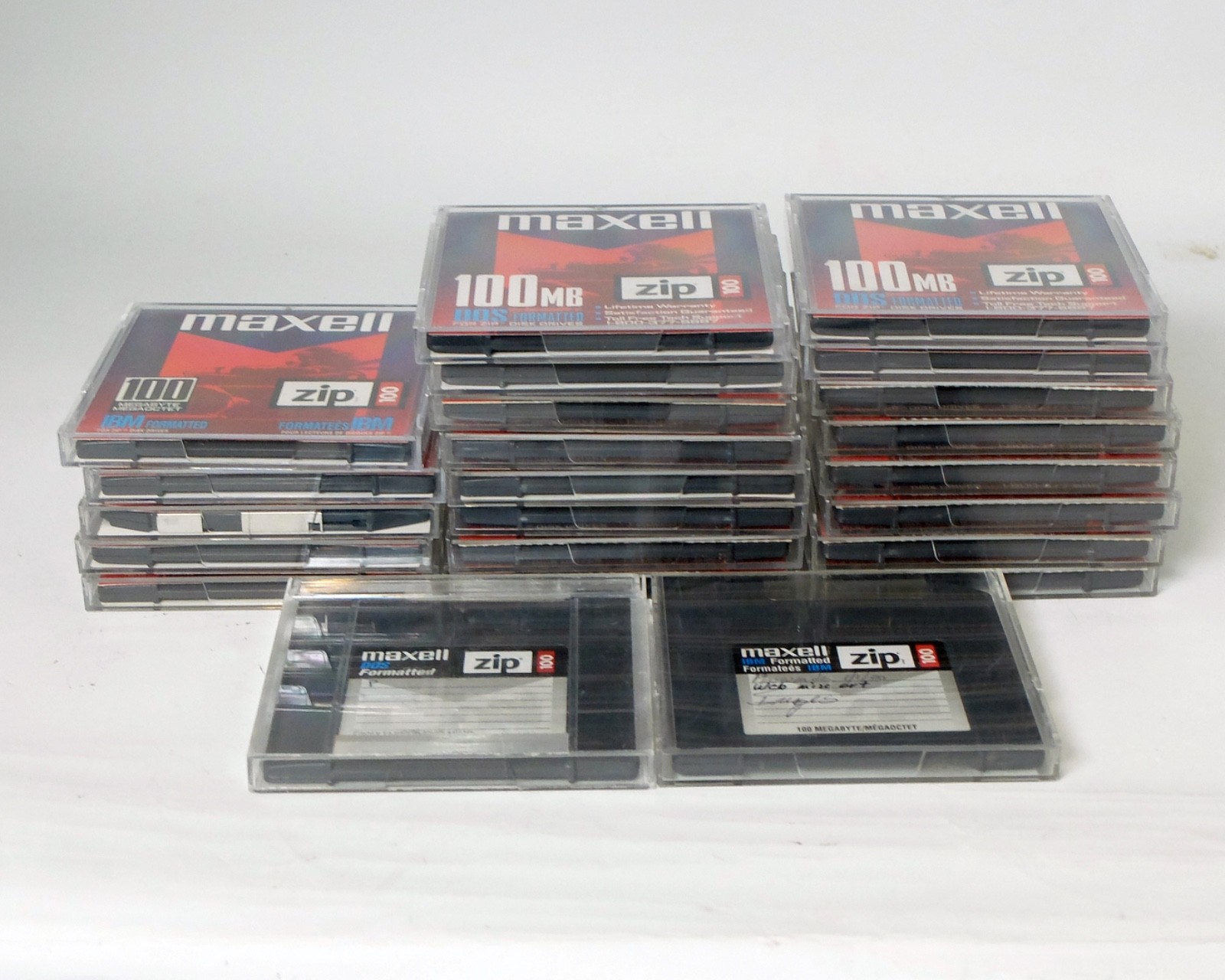 Maxell Zip 100 IBM DOS Formatted 100MB Disk set of 23x Used