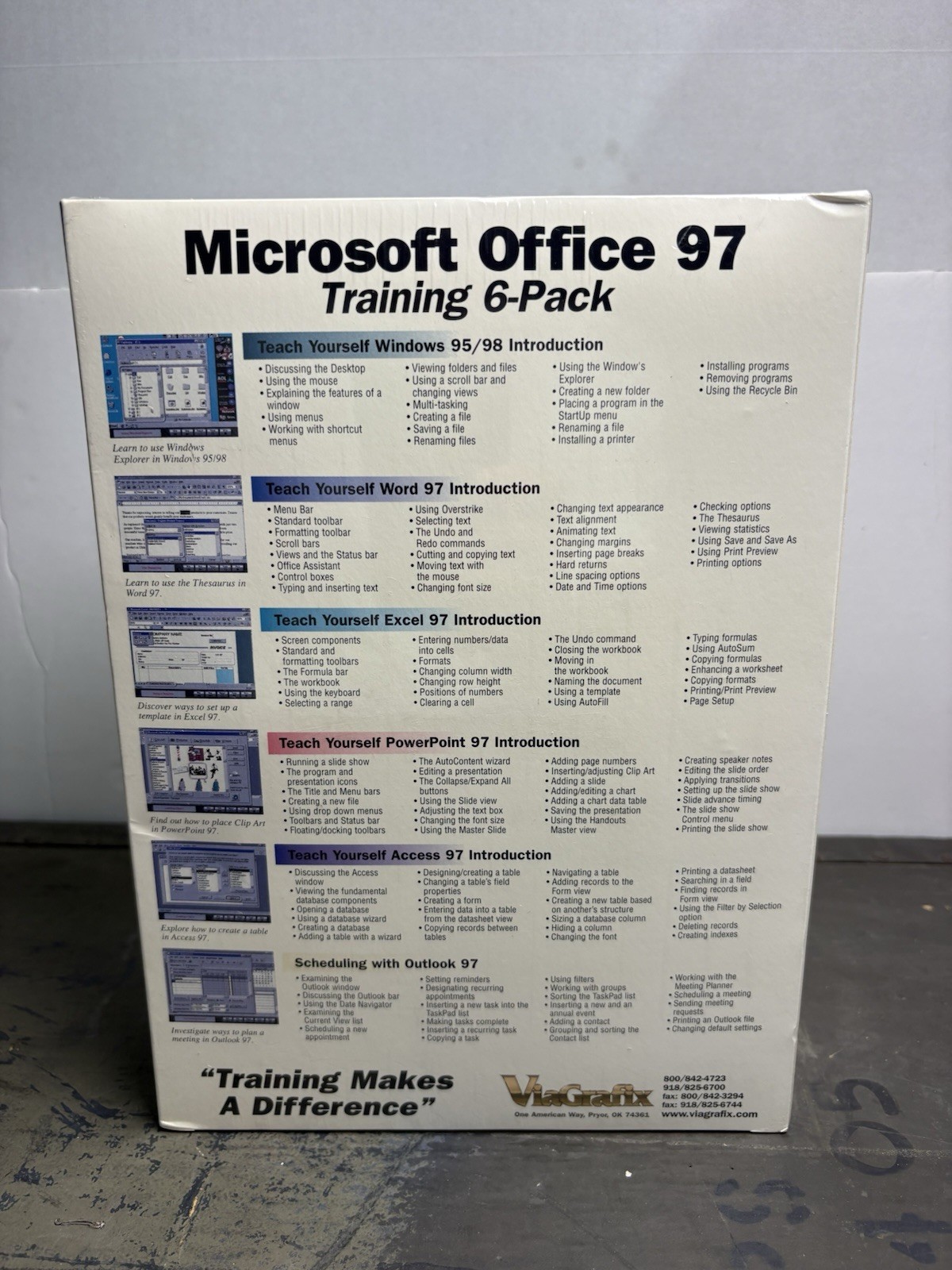 Microsoft Office 97 Training 6-Pack CD-ROM Sealed Windows 95 98 Word Excel Retro