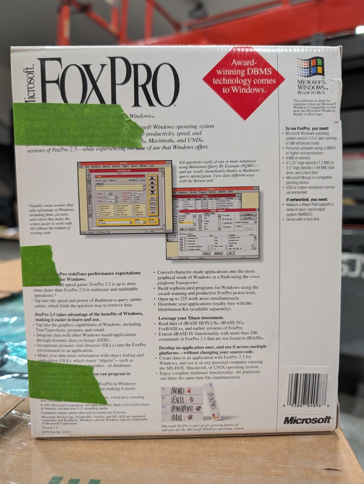 Microsoft FoxPro 2.5 for Windows Big Box – Promotional Sample Not For Resale…