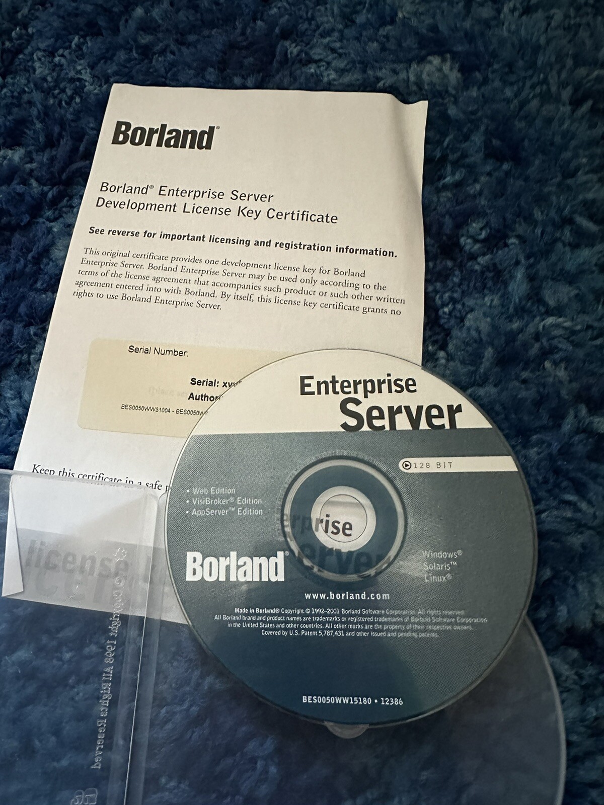 Borland Enterprise Server ! Two original disks with Serial & Authorization KEY !