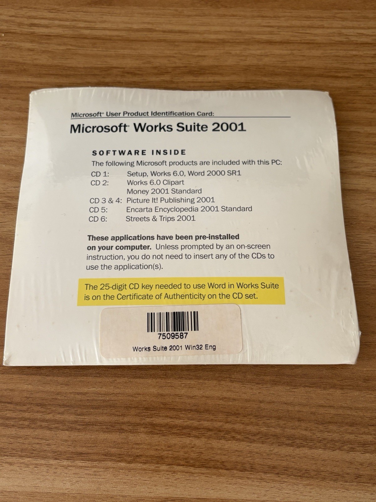 Microsoft Works Suite 2001 PC Complete 6 CD Set Discs Sealed Never Opened