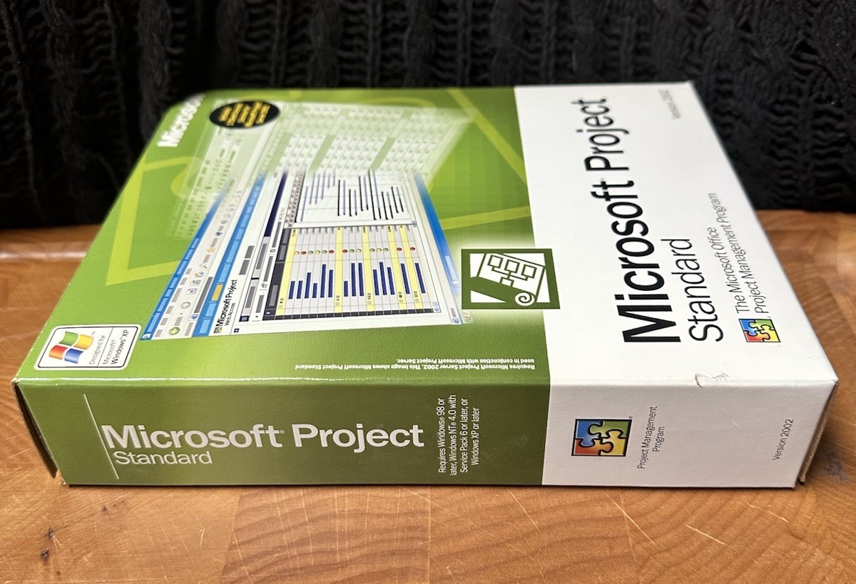 VINTAGE: Microsoft Project Standard 2002 – Complete Package – Big Box – CD