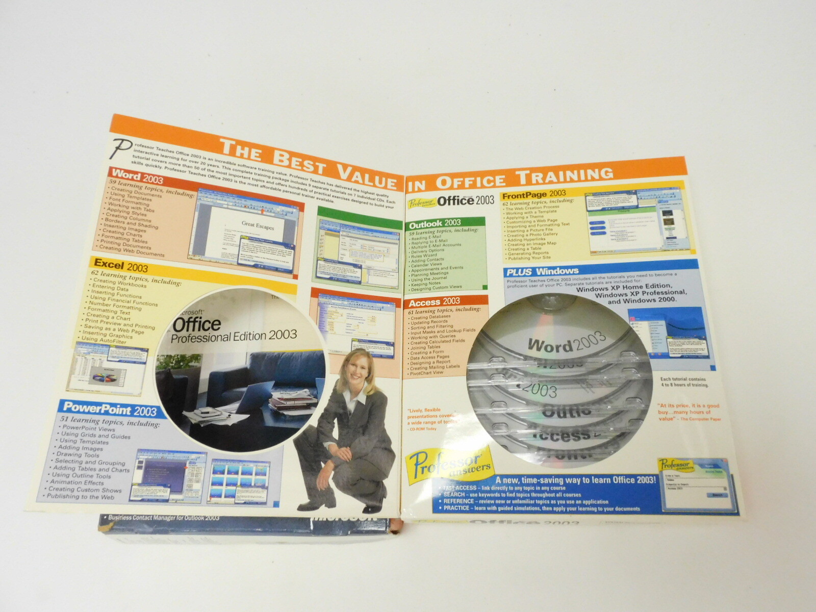 Microsoft Office Professional 2003 w/Serial Key + Professor Teaches Office 2003.