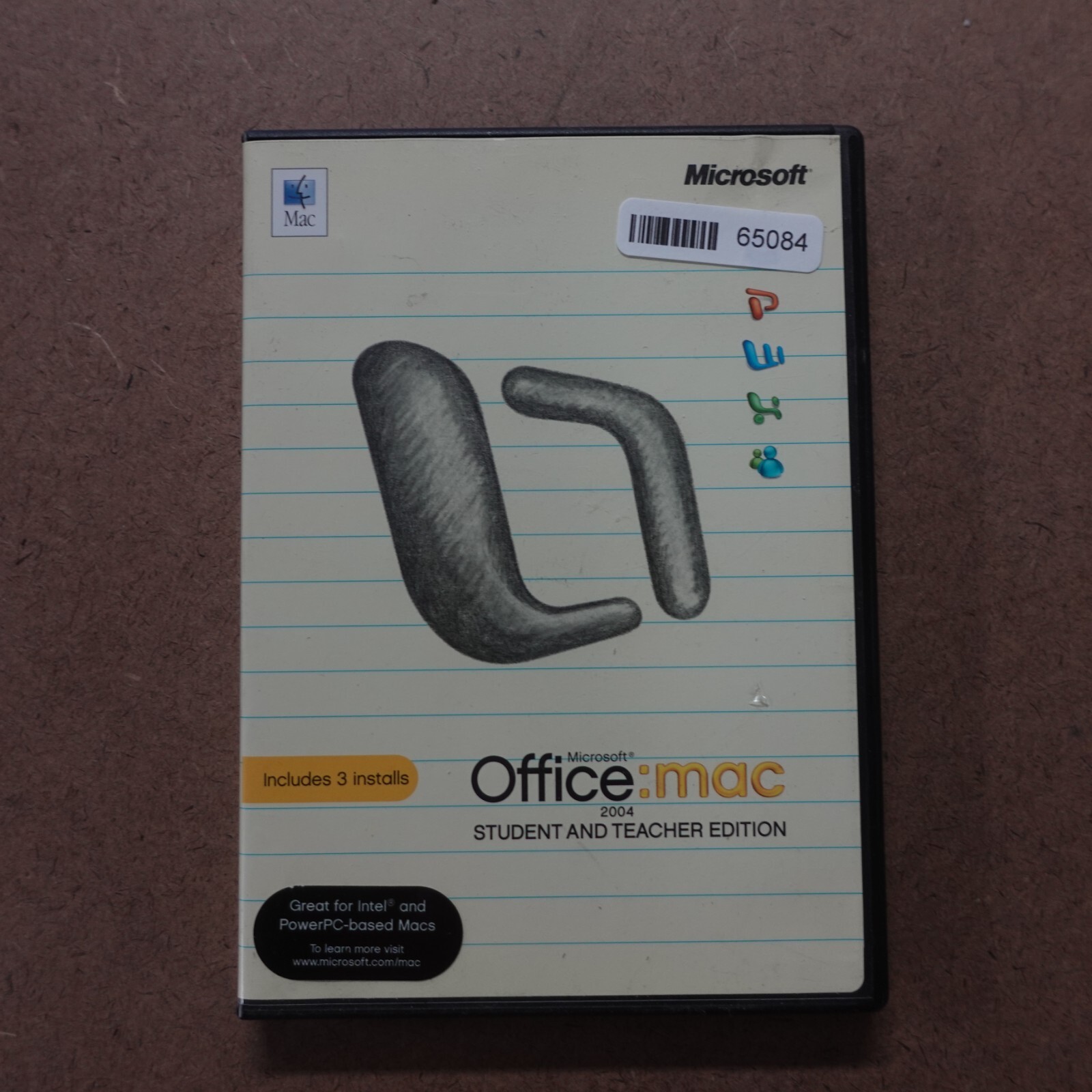 Microsoft Office Mac 2004 Student and Teacher Edition Software 3 keys w/ booklet