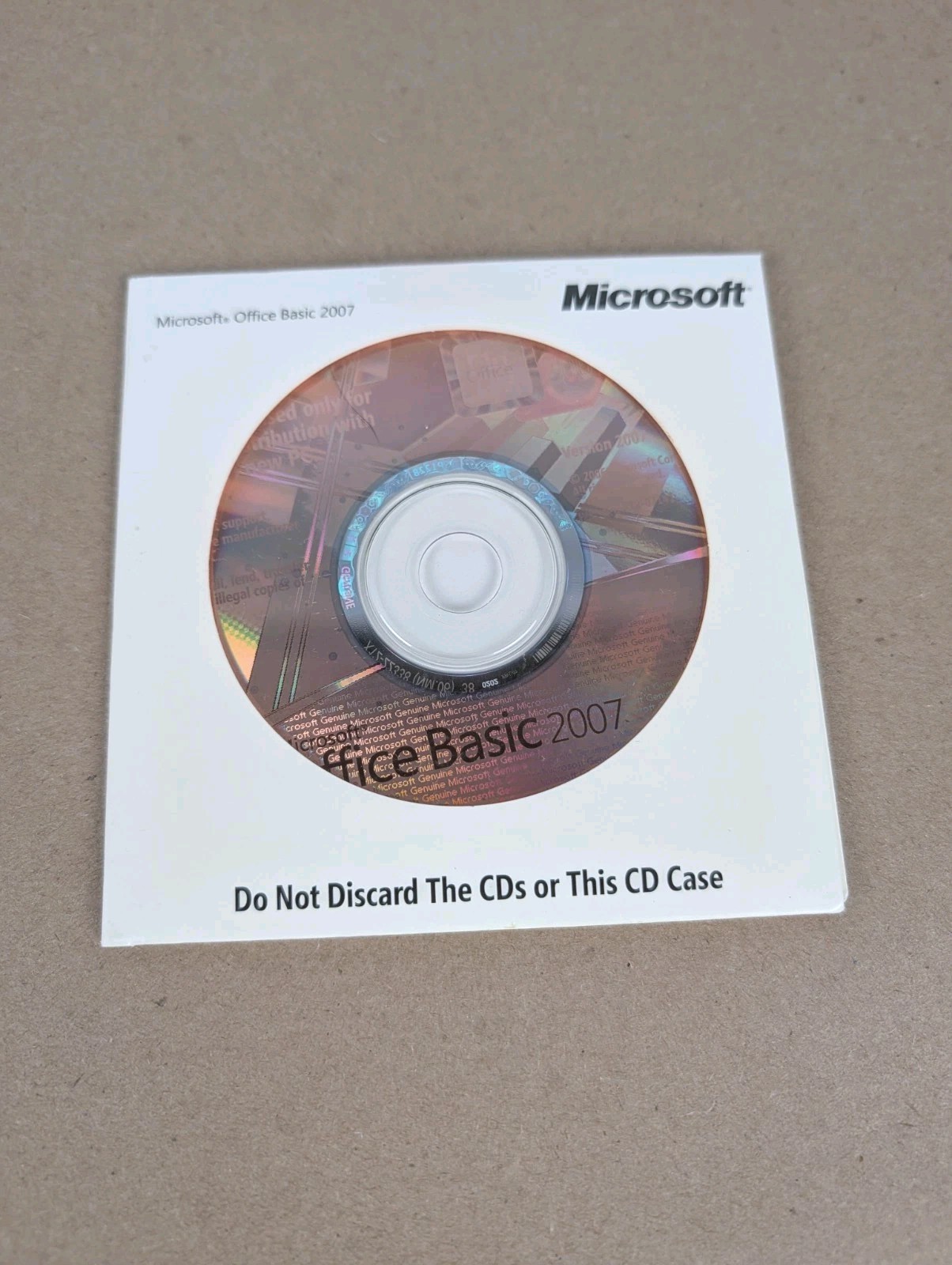 Microsoft Office Basic Edition 2007 New Open Pack Unused Code