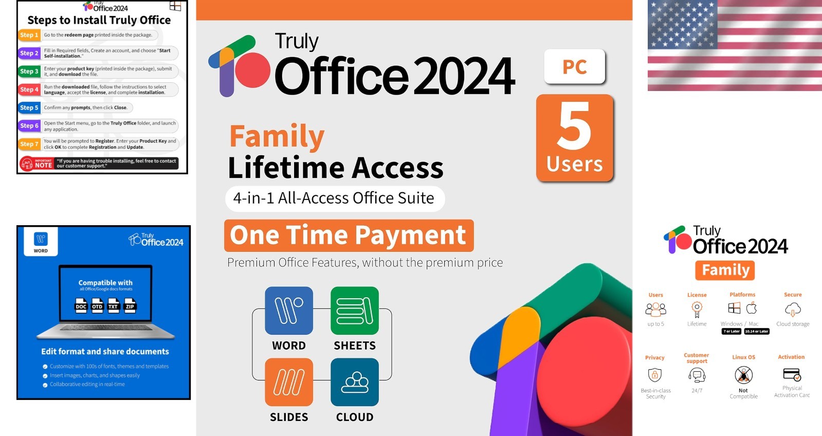 2024 Lifetime License for 5 Users: All-in-One Suite with Cloud & Office Access