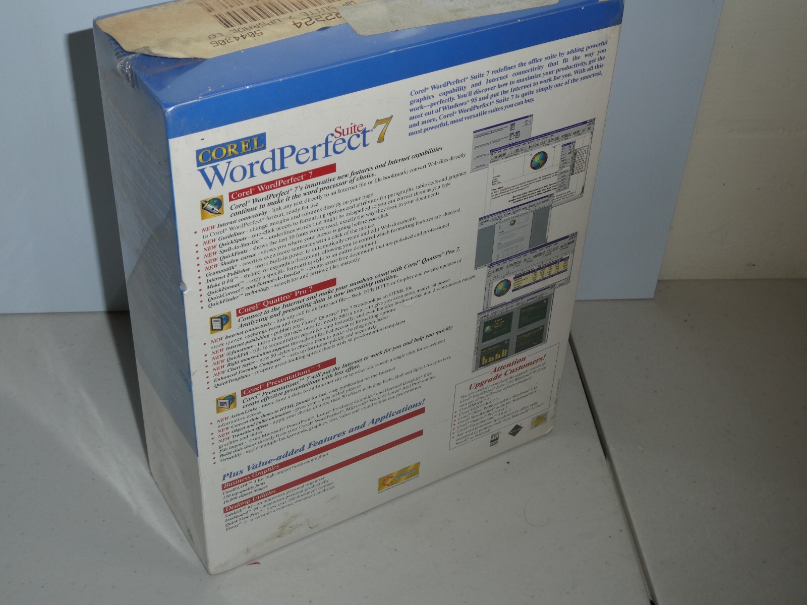 corel wordperfect suite 7 big box pc new sealed cd-rom version win95