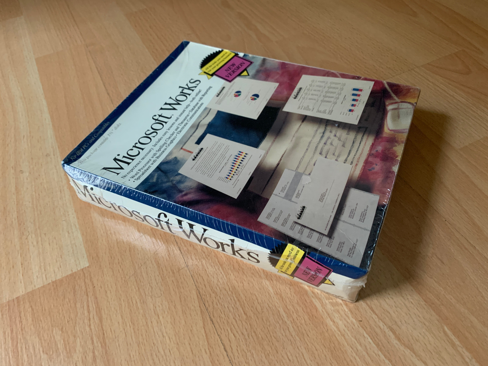 Microsoft Works 1989 2.0 for Windows Vintage Software Sealed Smashed Box