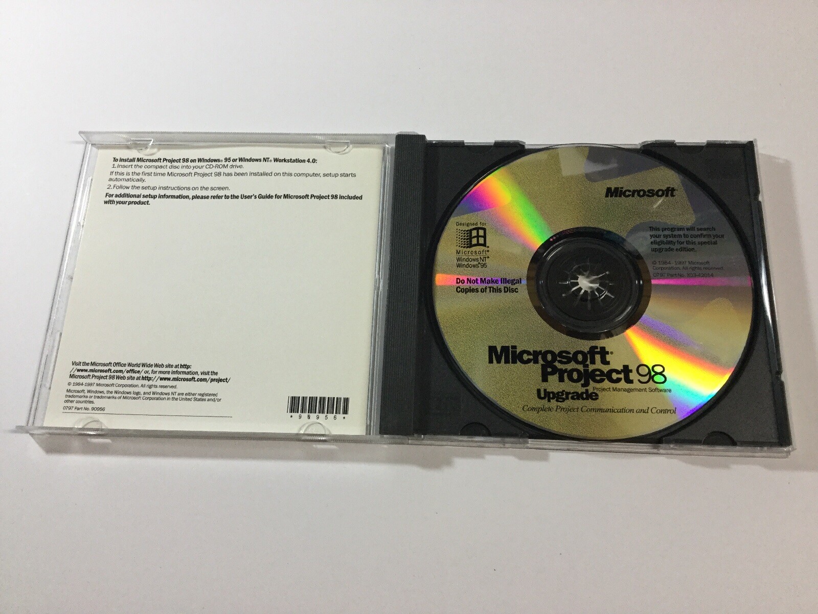 Microsoft Project 98- Management PC CD with Case