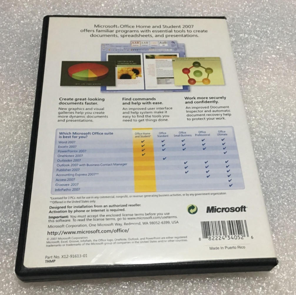 Microsoft Office 2007 Home and Student Service Desk Edition w/ CD Product Key