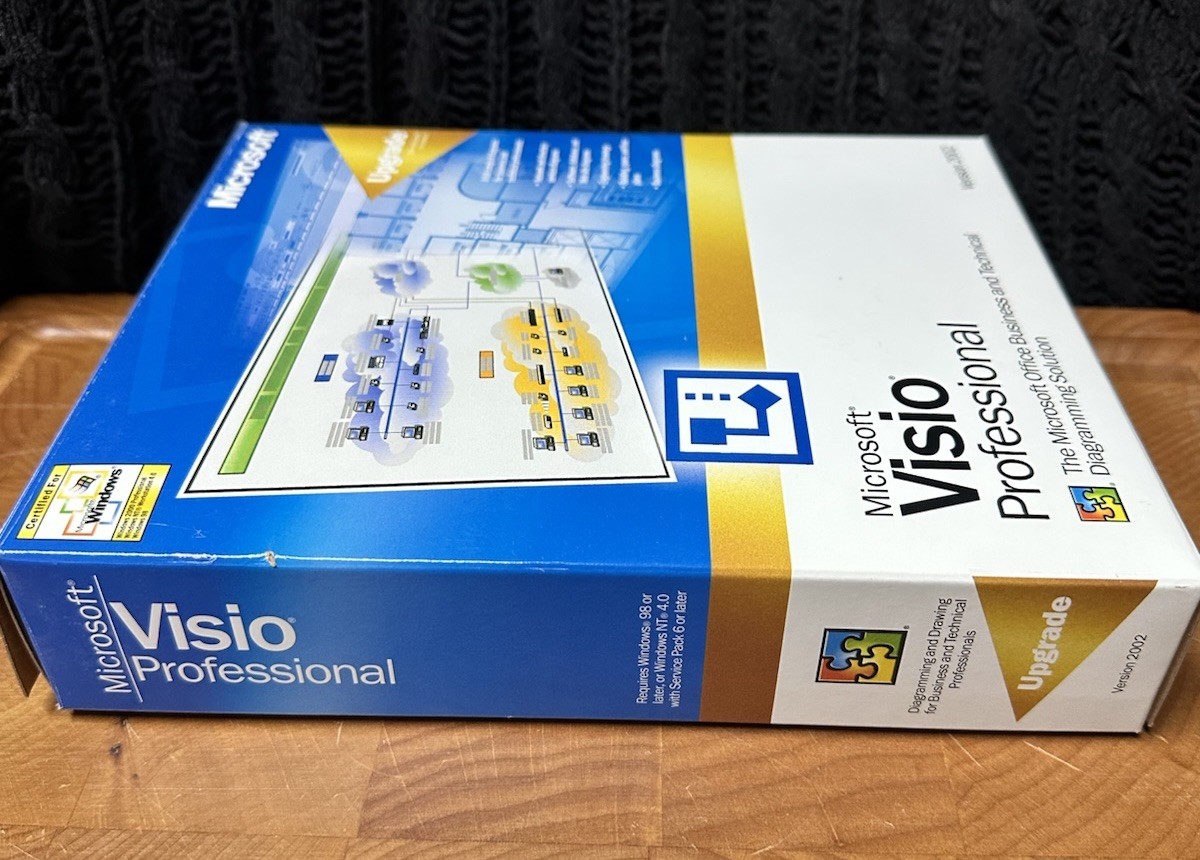 VINTAGE – Microsoft Visio Professional Version 2002 -Big Box Software PC Windows
