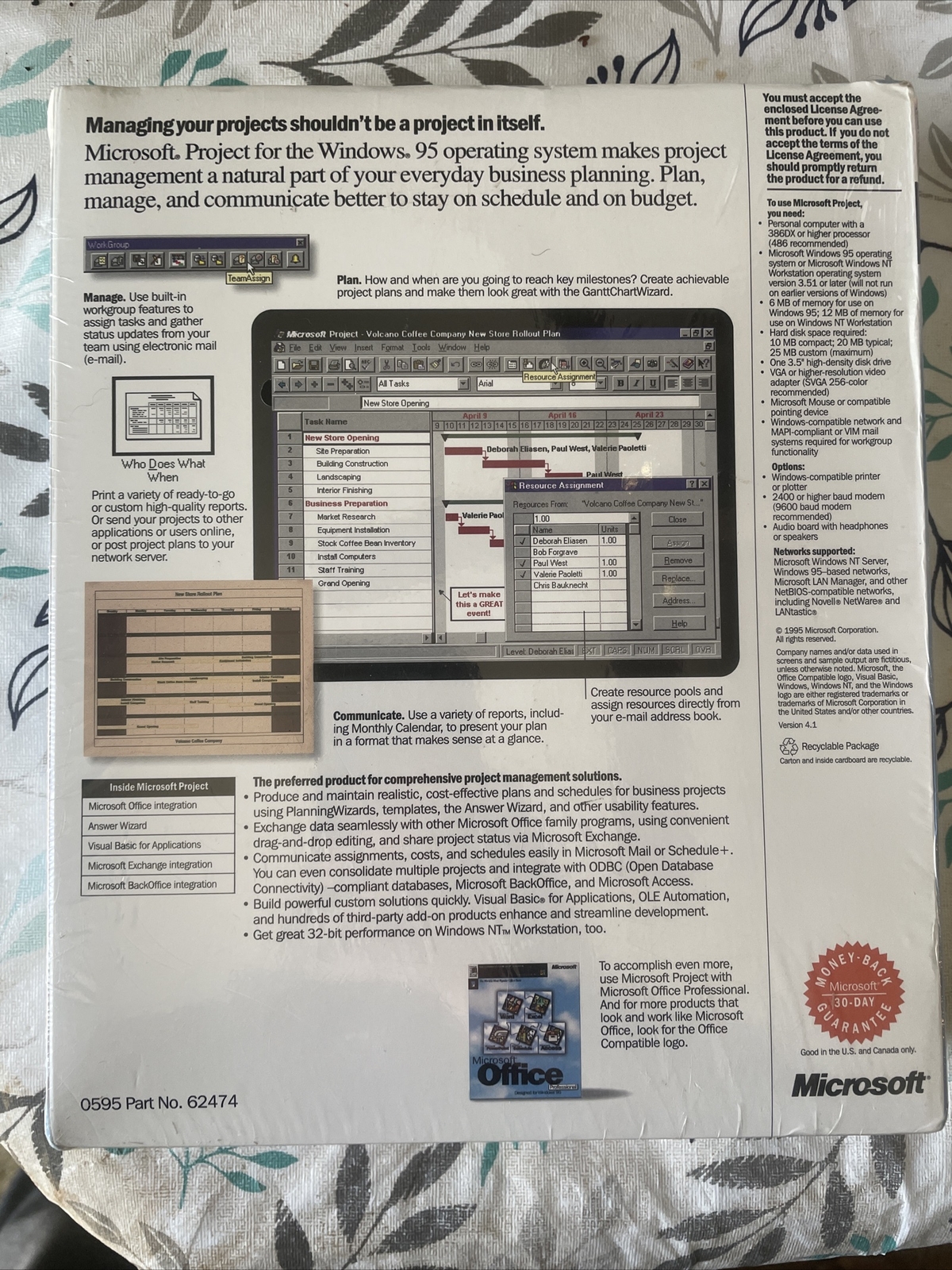 Microsoft Project 4.1 designed for windows 95 in retail packaging