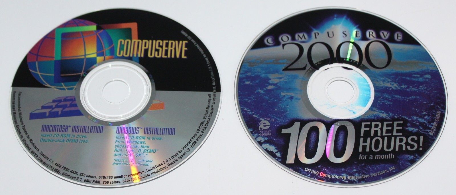 Vintage Internet Service Providers AOL Compuserve WorldNet Others CD PC CD-ROM u