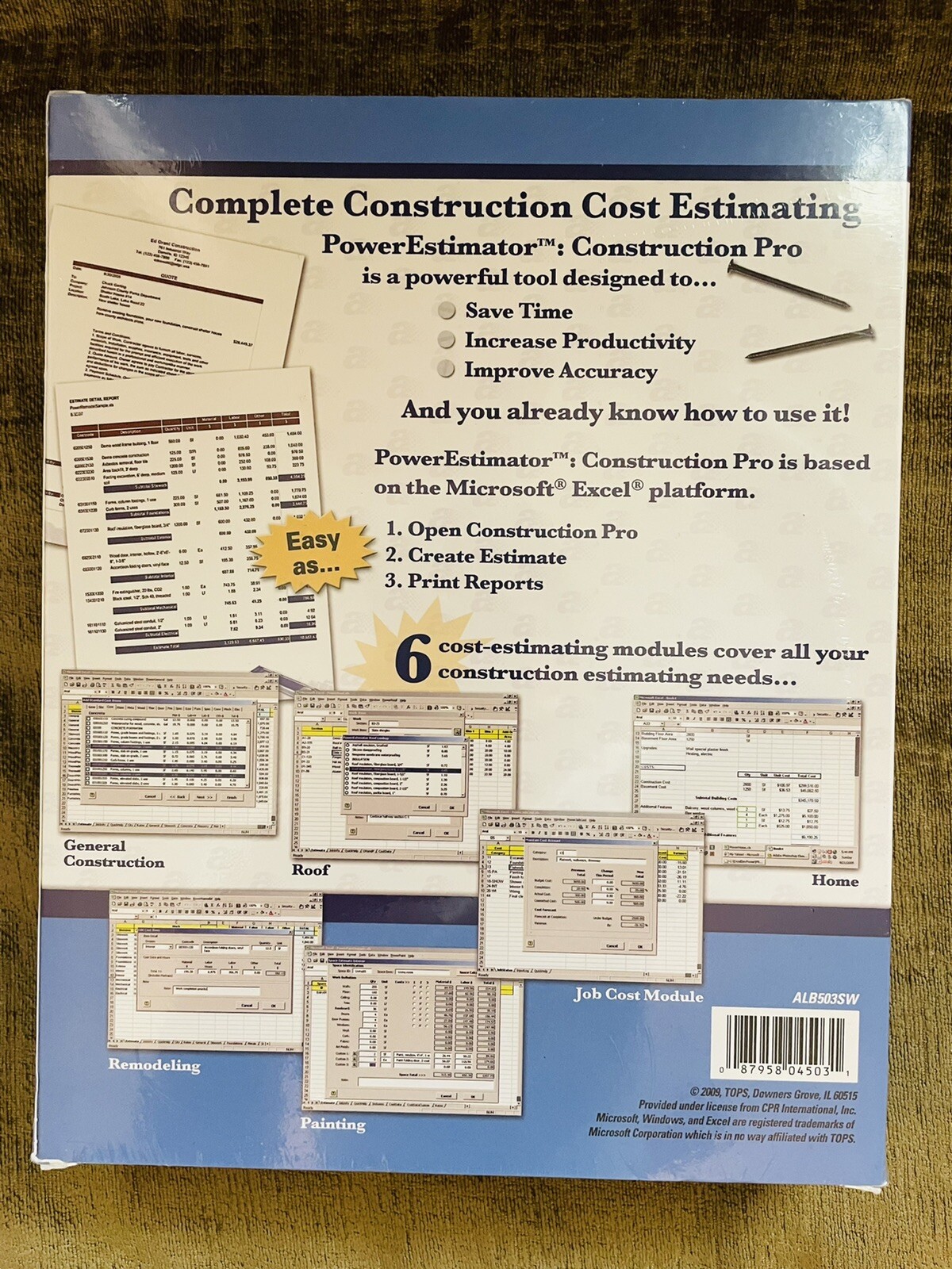 NEW~Adams Construction Pro Power Estimator Forms & Software Suite for Excel~NIB