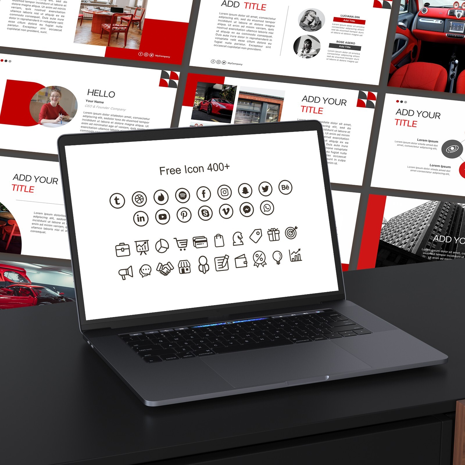Red PowerPoint Template – Modern Business & Car Presentation Slide Deck
