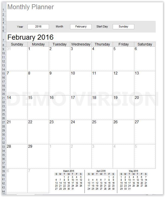 Simple Reusable, Customizable Monthly Calendar Template for MS Excel