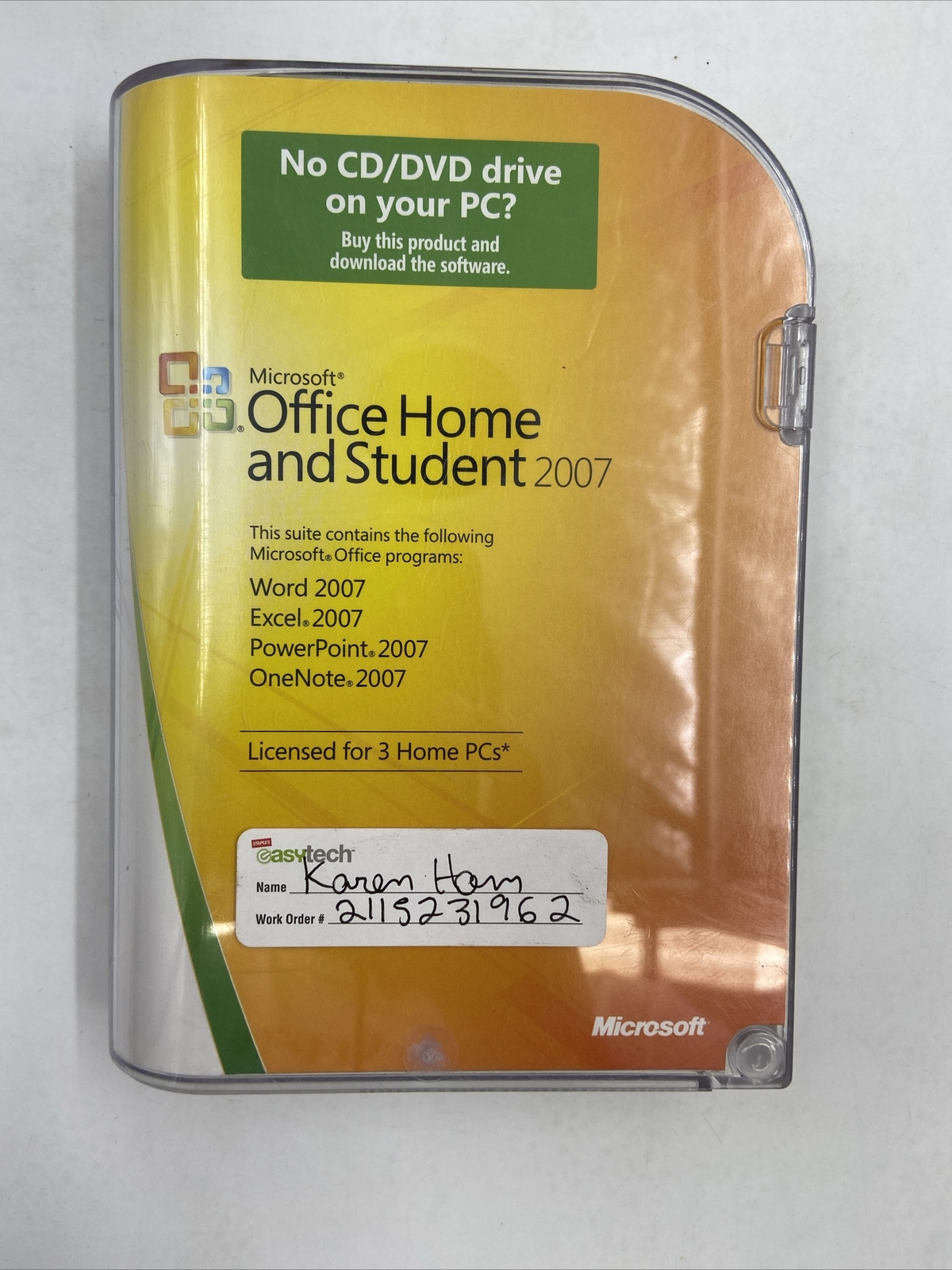 Microsoft MS Office 2007 Home and Student Disc and Product Key In Original Case