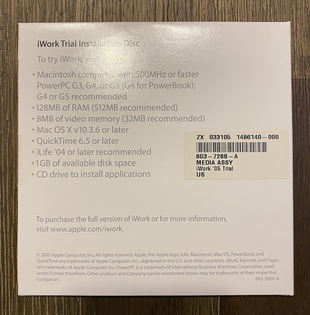 Apple iWork ’05 Trial version for Mac – New and Sealed – Macintosh – 4 Available