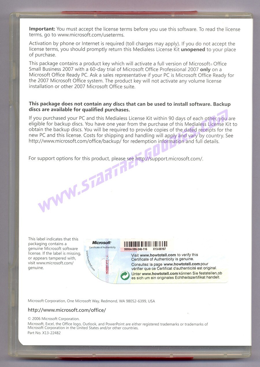 Genuine MICROSOFT OFFICE Small Business 2007 Complete w/2 CD’s & Product Key!