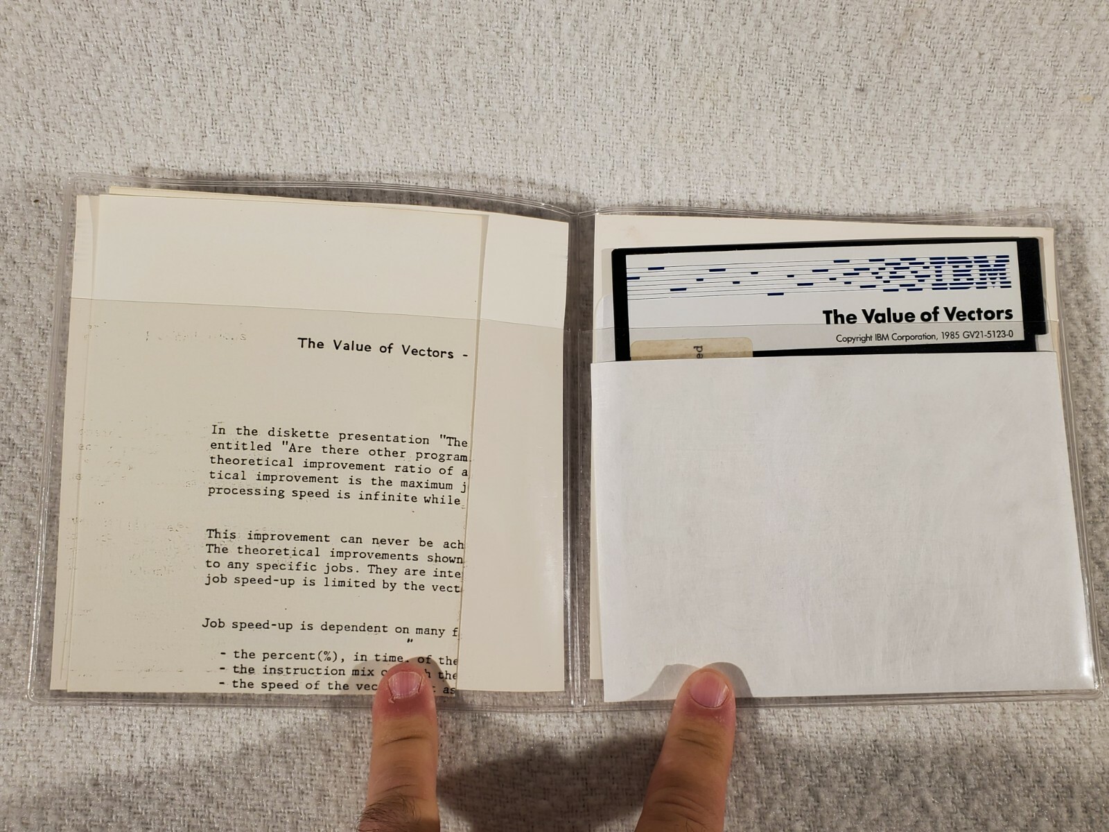 Vtg 1985 Software ~ IBM The Value of Vectors Presentation ~ 5.25″ Floppy Disk