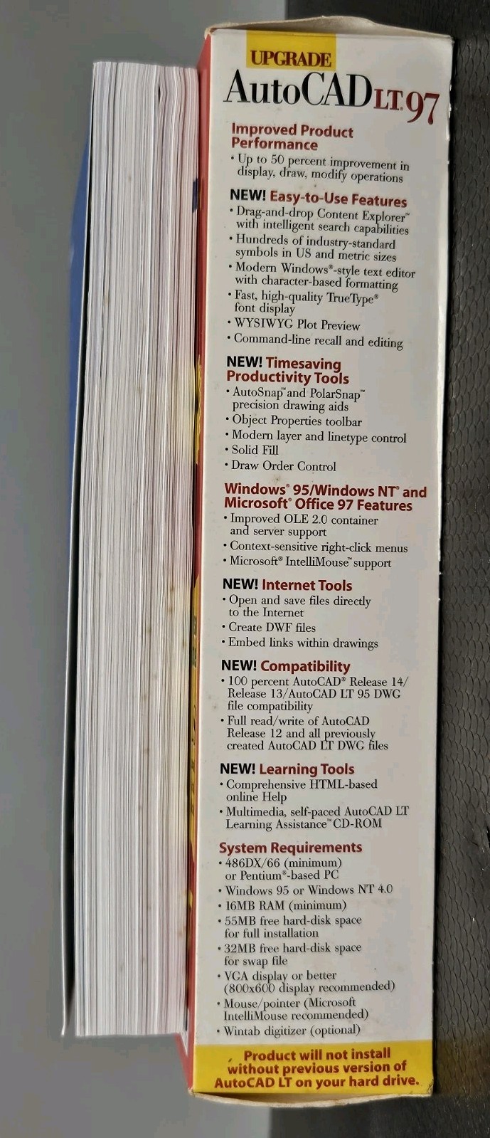 Autodesk AutoCAD LT 97 Upgrade Box Manuals & CD **UNTESTED AS-IS**