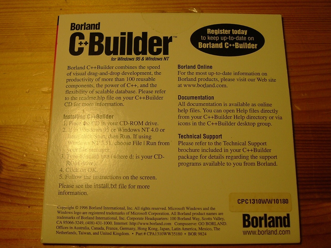 Borland C++ Builder Standard edition, original disk