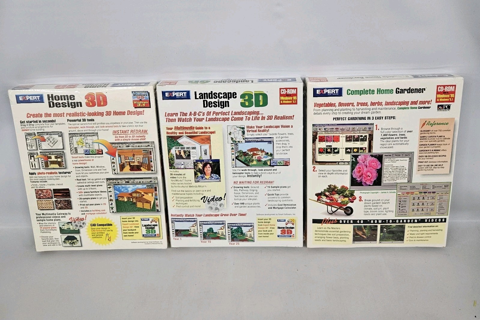 Vintage Expert Software Pc Big Box Lot Home Design Landscape Gardener New Rare
