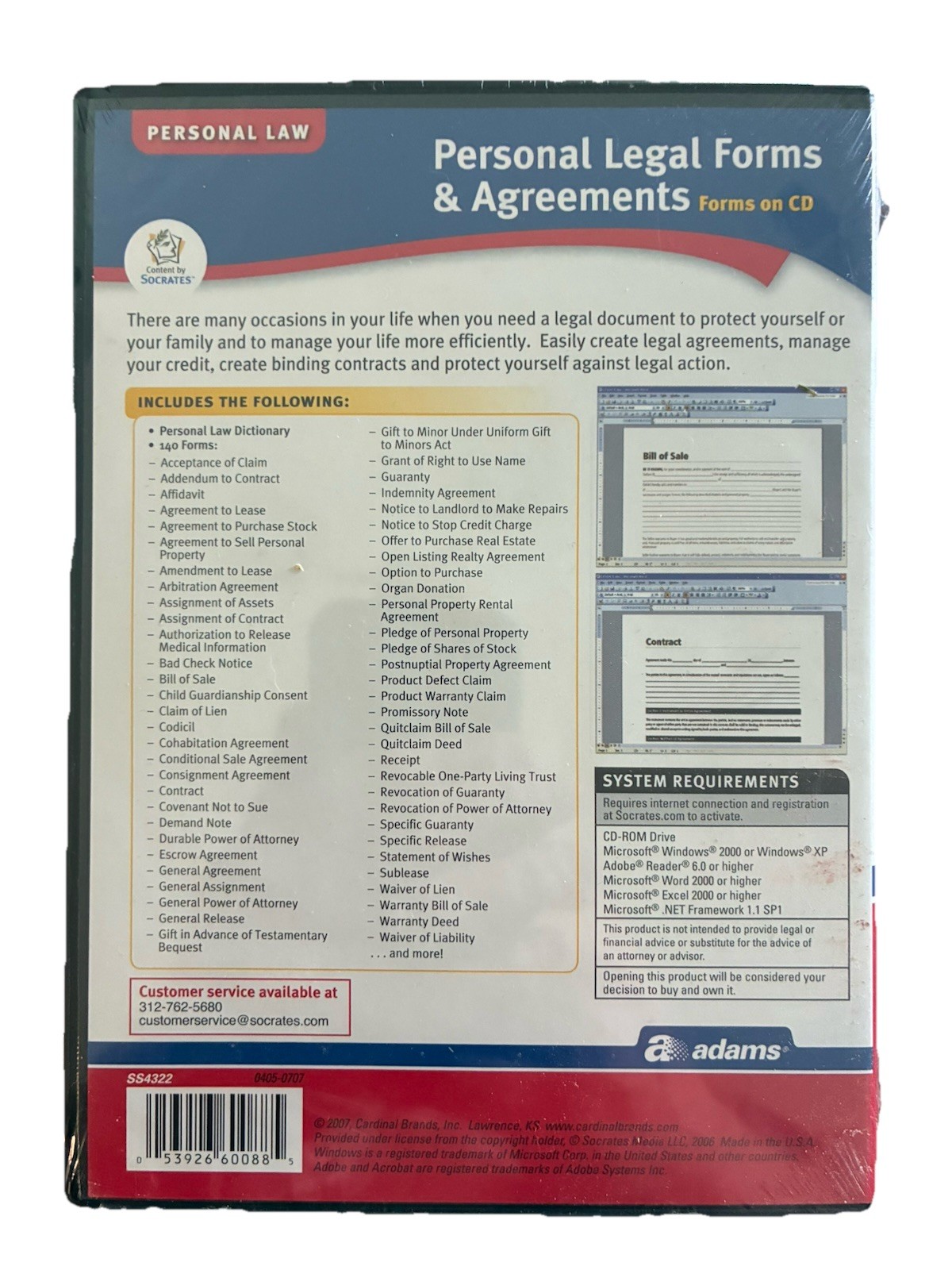 Personal Legal Forms & Agreements CD Adams Contracts Templates Software NEW