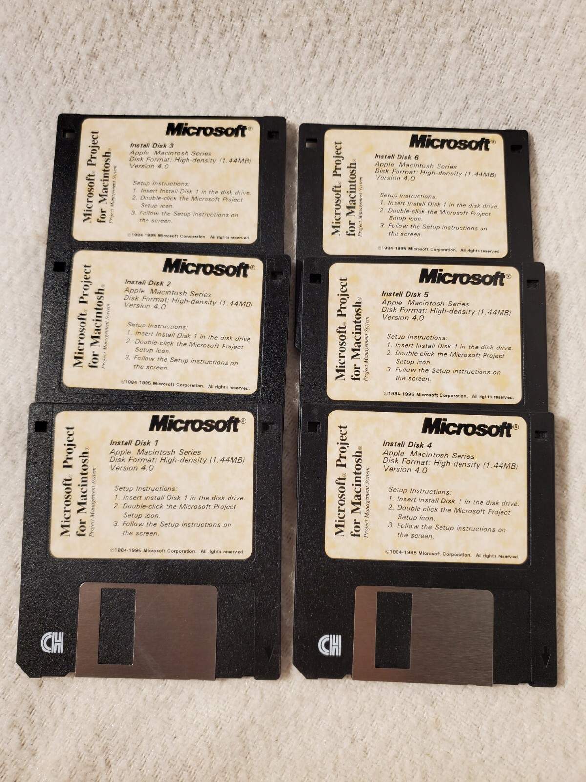 Vtg 1995 Microsoft Project Version 4.0 Macintosh OS 3.5 3.5″ Floppy Disks