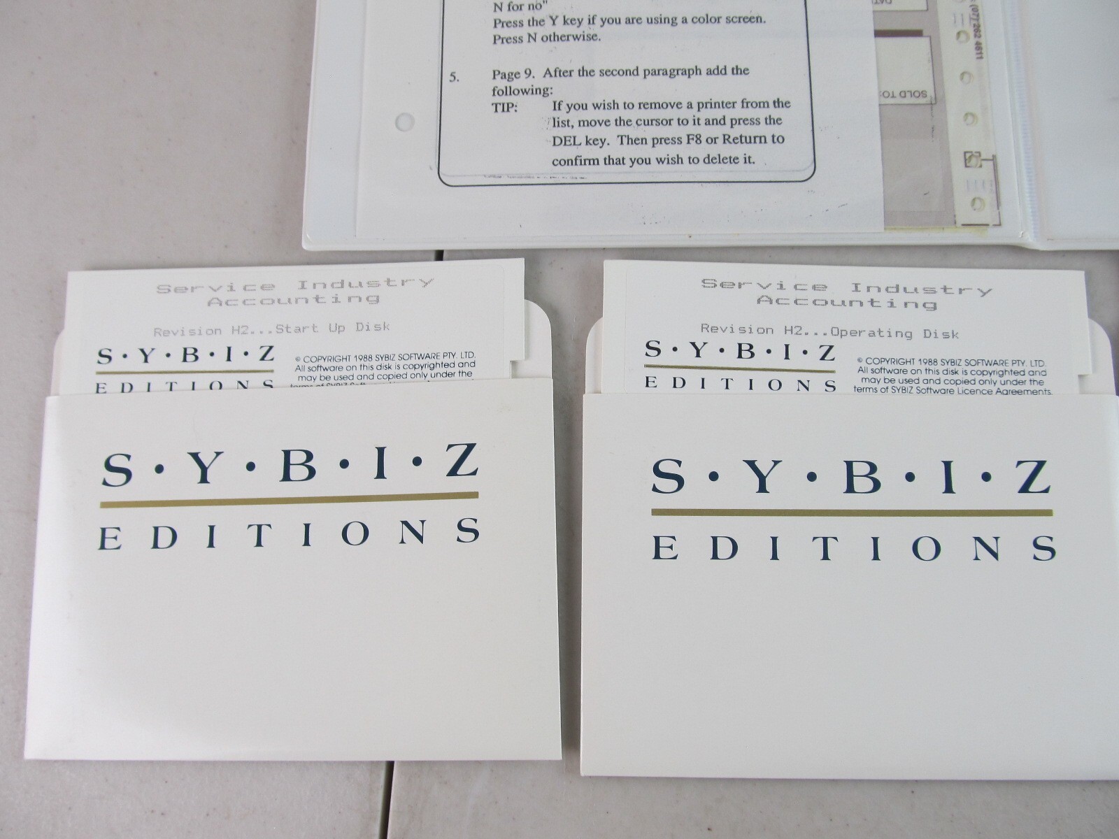 SYBIZ Editions Service Industry Accounting Software 1988 VIntage PC Floppy Disk