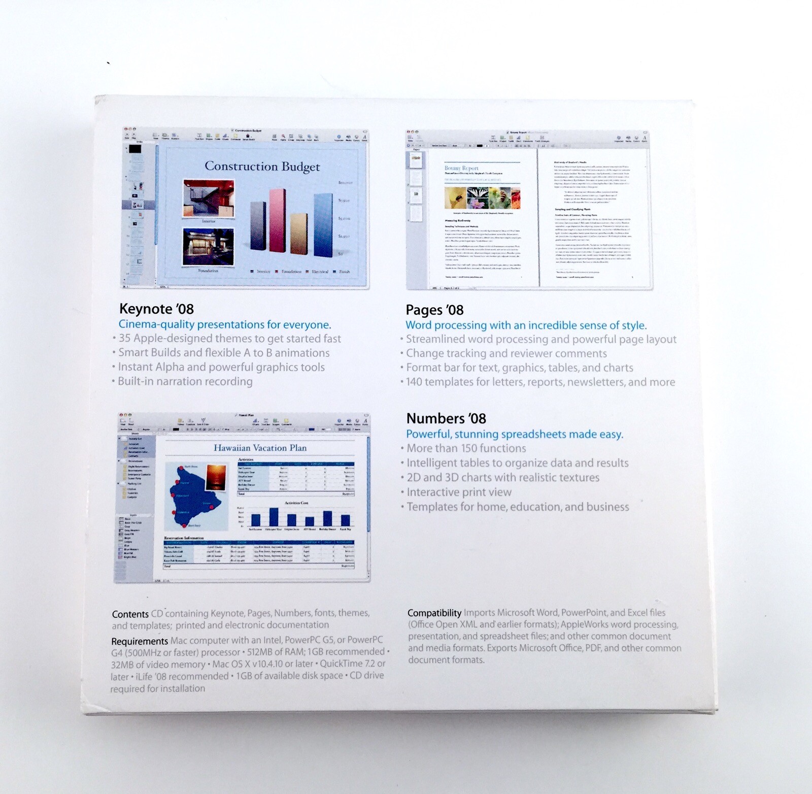 Apple iWork 08 Version 8.0.1 Retail Mac Macintosh Software