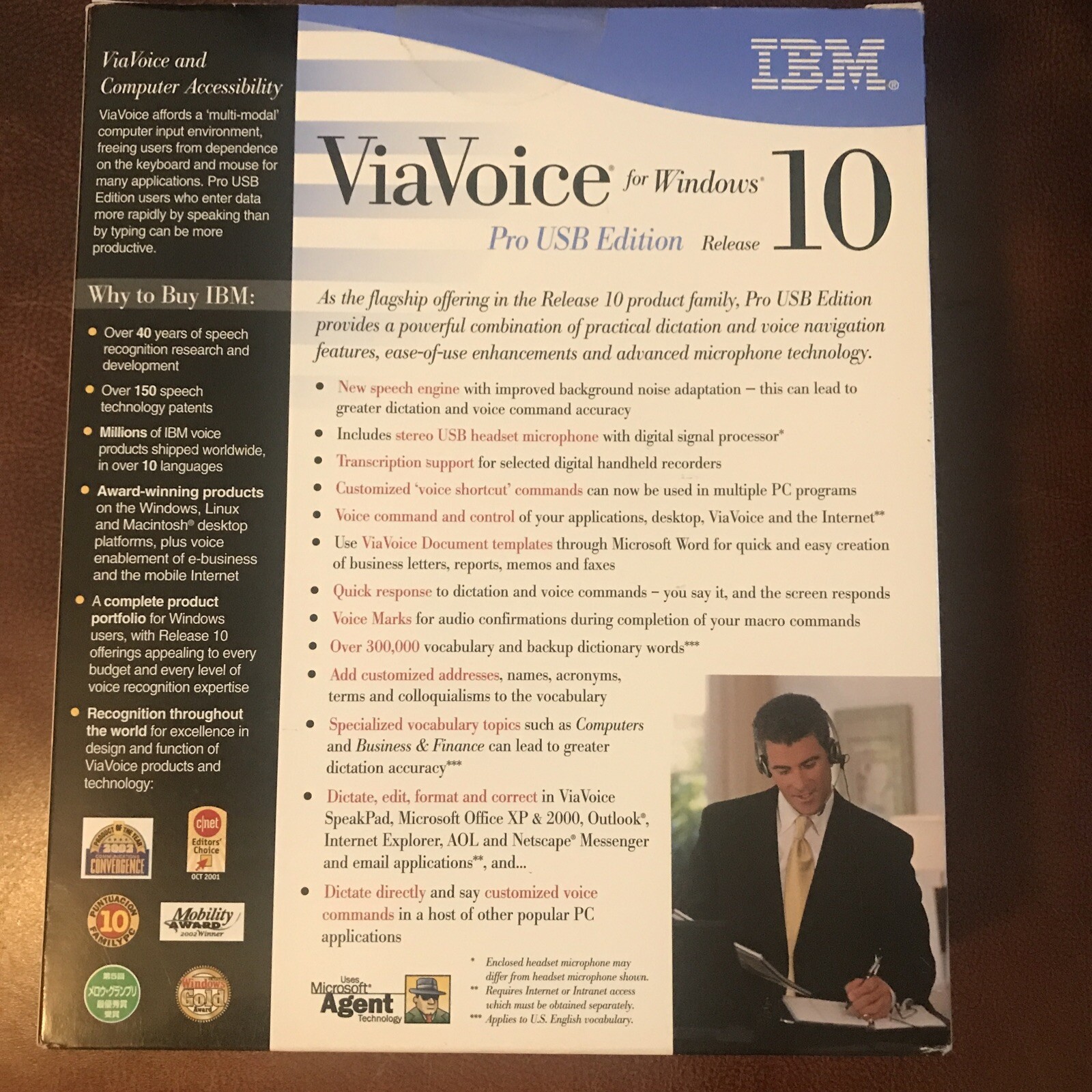 IBM ViaVoice Pro USB Edition Release 10 With Plantronics Headphone