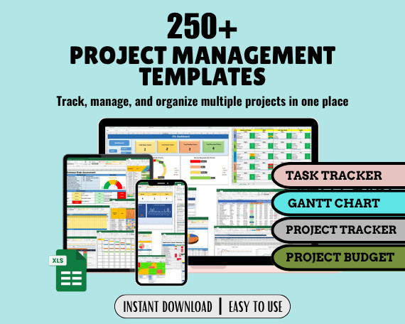 Project Management Template Excel, Project Management Spreadsheet, Gantt Chart