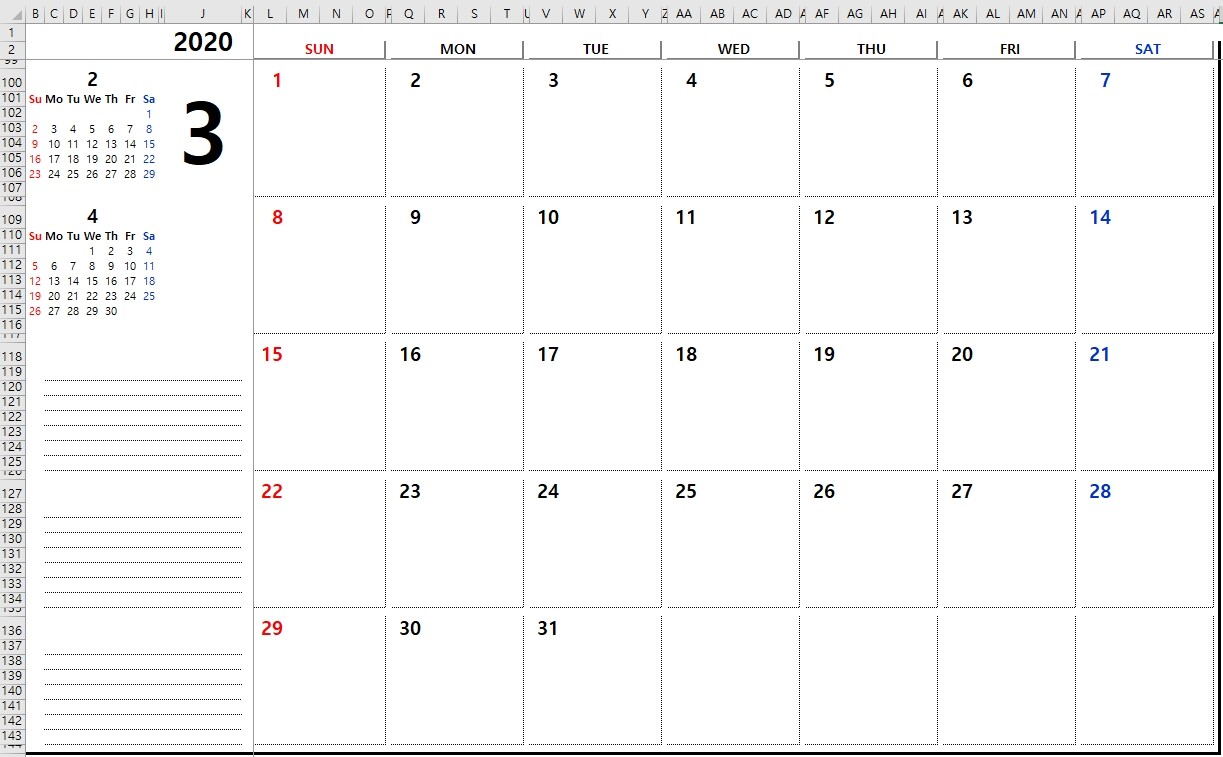 Excel Calendar Planner 2020ver For scheduling