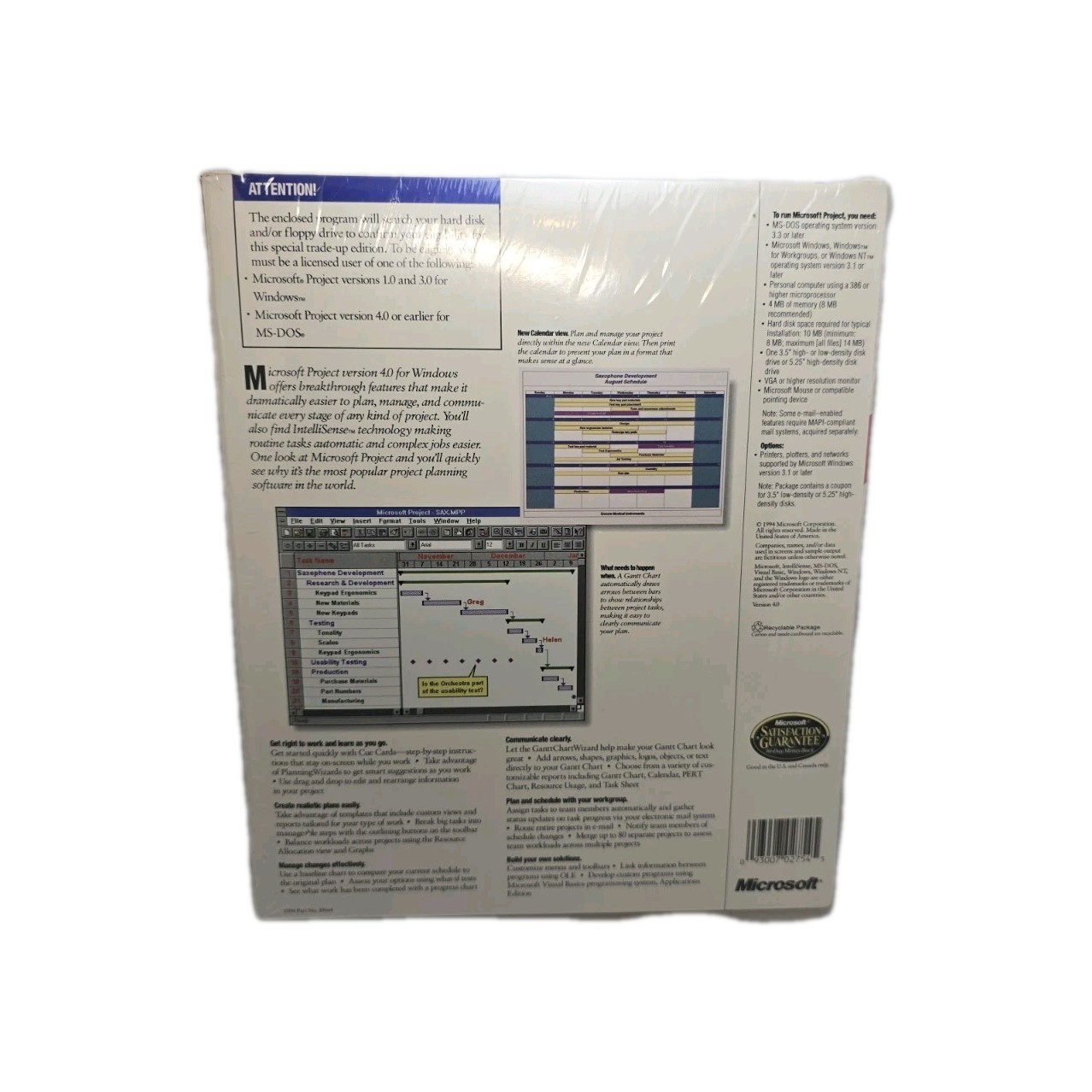 Microsoft Project Version 4.0 3.5″ Disks Software SEALED Brand New 1994 Vintage
