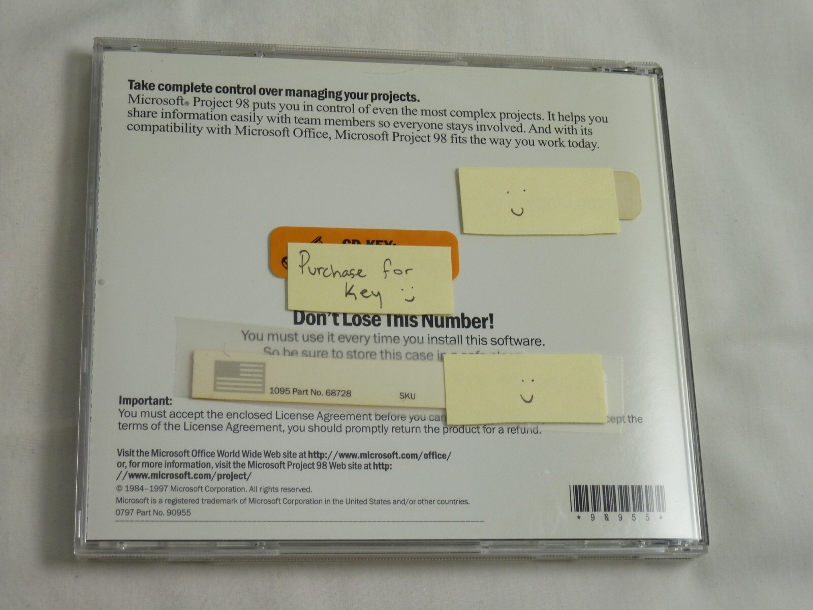 Microsoft Project 98- Management PC CD with Case