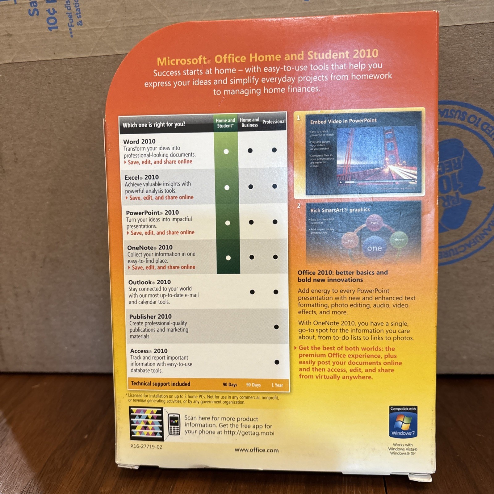 Microsoft Office 2010 Home and Student w/ Product Key & Original Packaging