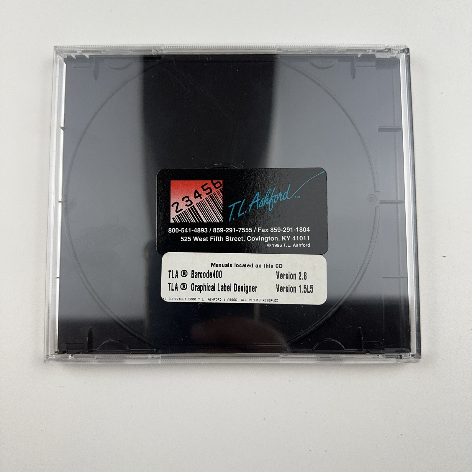 T. L. Ashford Barcode Labeling Software (No Key) and Manuals v. 2.8 Please Read