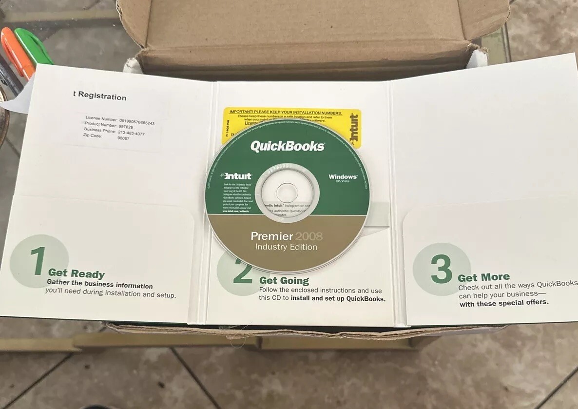 Intuit QuickBooks Premier Industry Edition Retail 2008 Accounting open box w/key