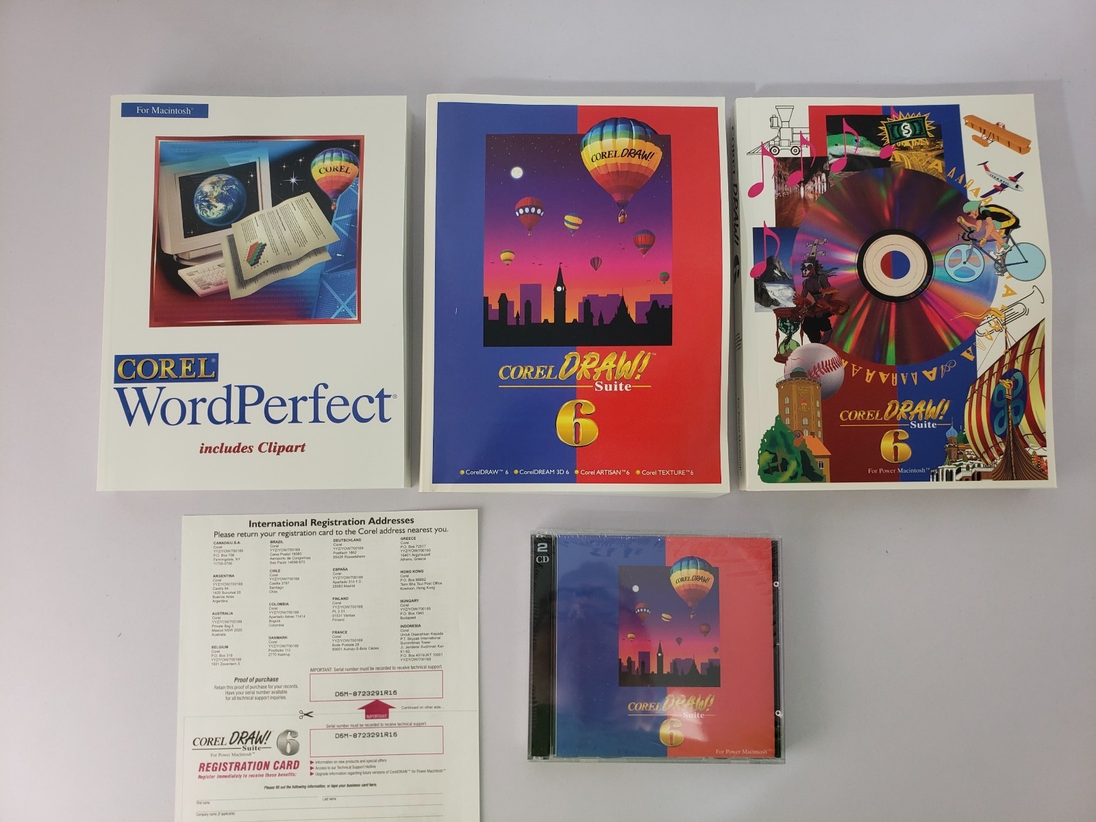 Corel Draw Suite 6 Power Mac 3 Disc Word Perfect 3.5 Sealed CD-ROMs Vtg Software