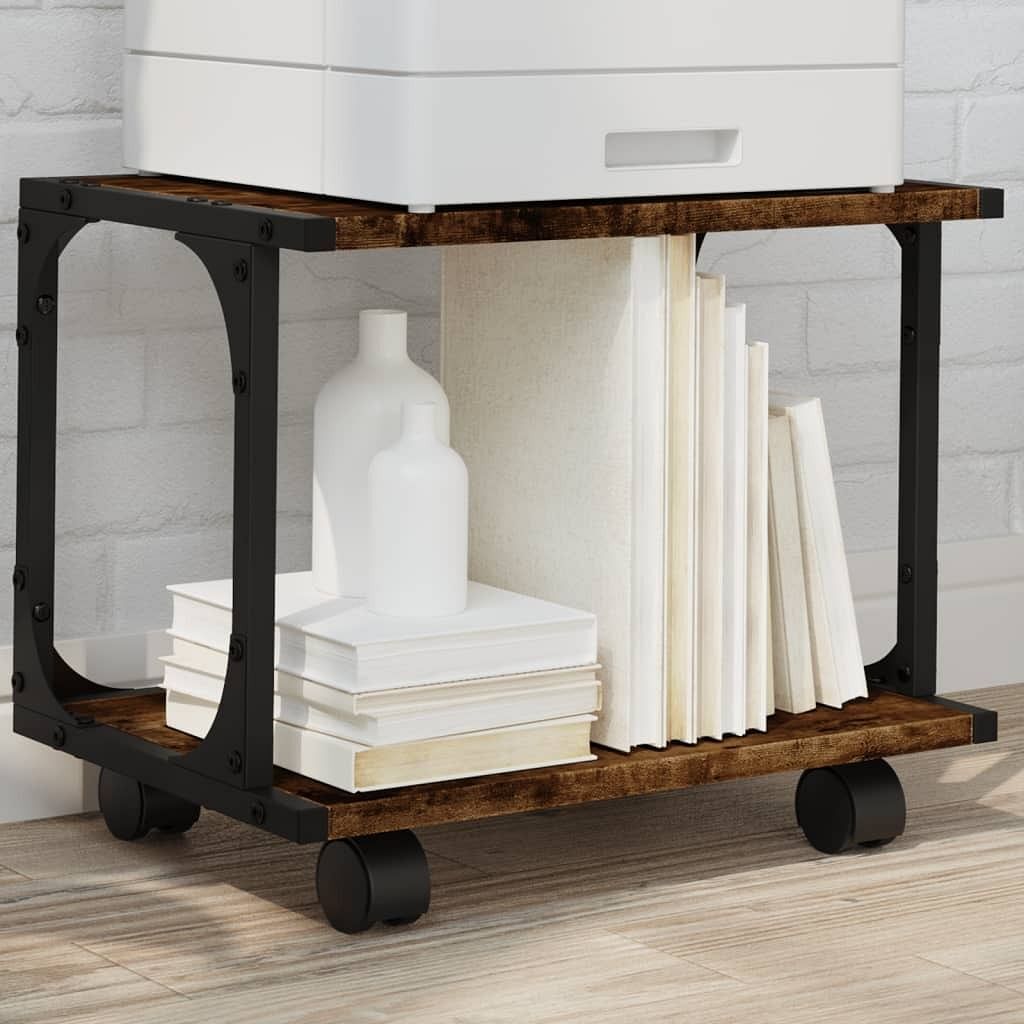 Printer Stand 2-Tier Smoked Oak 16.1″x11″x13.2″ Engineered Wood
