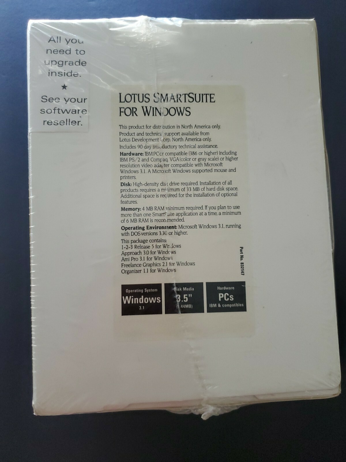 Lotus SmartSuite Release 4 Windows 3.1 New/Sealed 3.5″ Diskettes 1-2-3 & More
