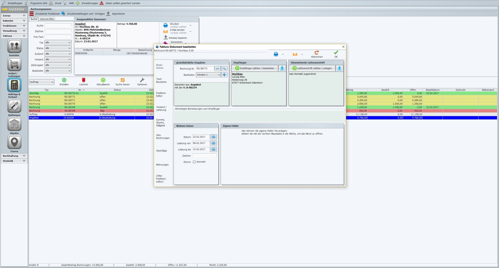 Invoice software for building cleaner as download at a special price. Excellent Current!