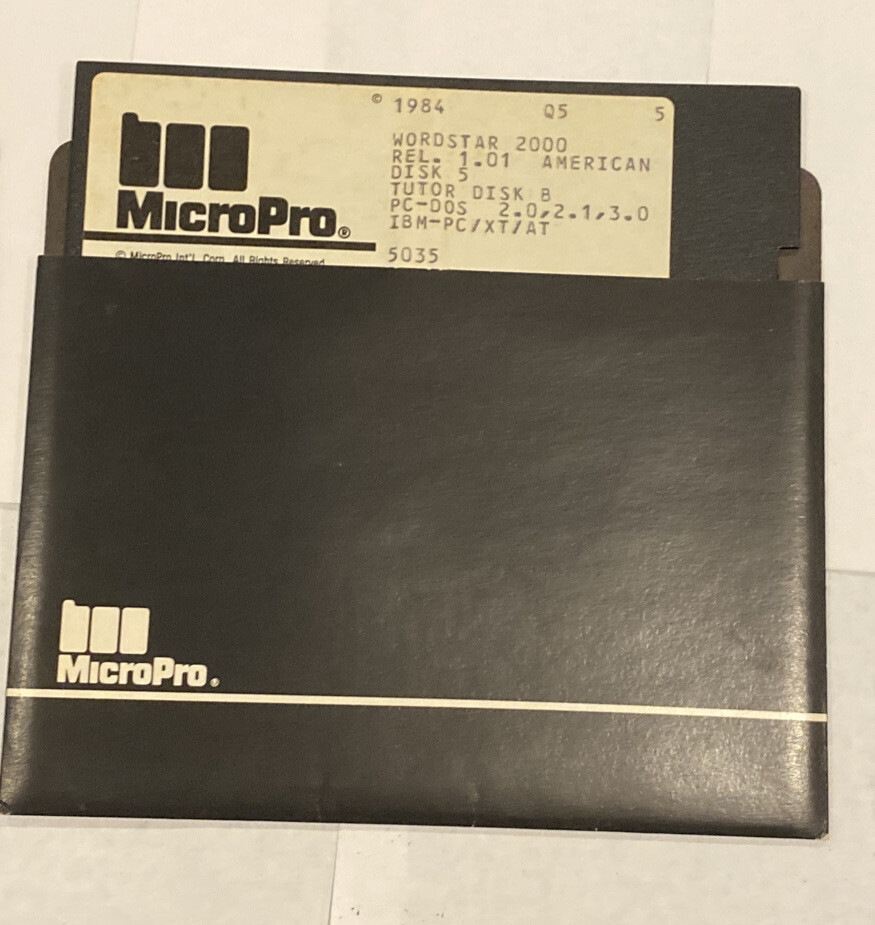 Rare Vintage MicroPro WordStar 2000 Rel 1.01 6-disk set on 5-1/4″ Floppy, 1984