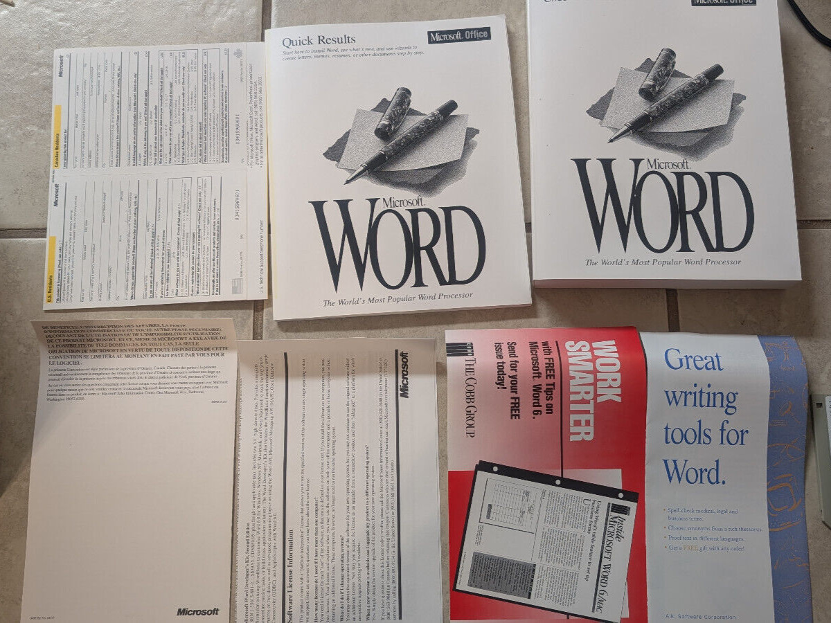 Microsoft Word 6.0.1 MAC Edition – CIB (all discs+docs+manuals) COMPLETE