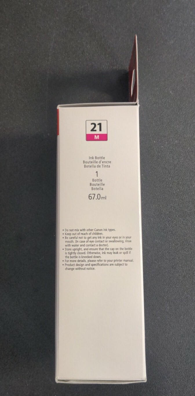 Canon GI-21 Magenta Ink Bottle, Compatible to G3260, G2260 & G1220 Supertank-NEW