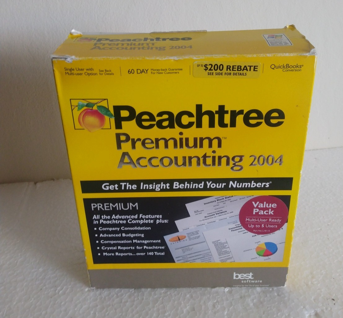 Sage Peachtree Premium Accounting 2004 For Windows PC , Vintage