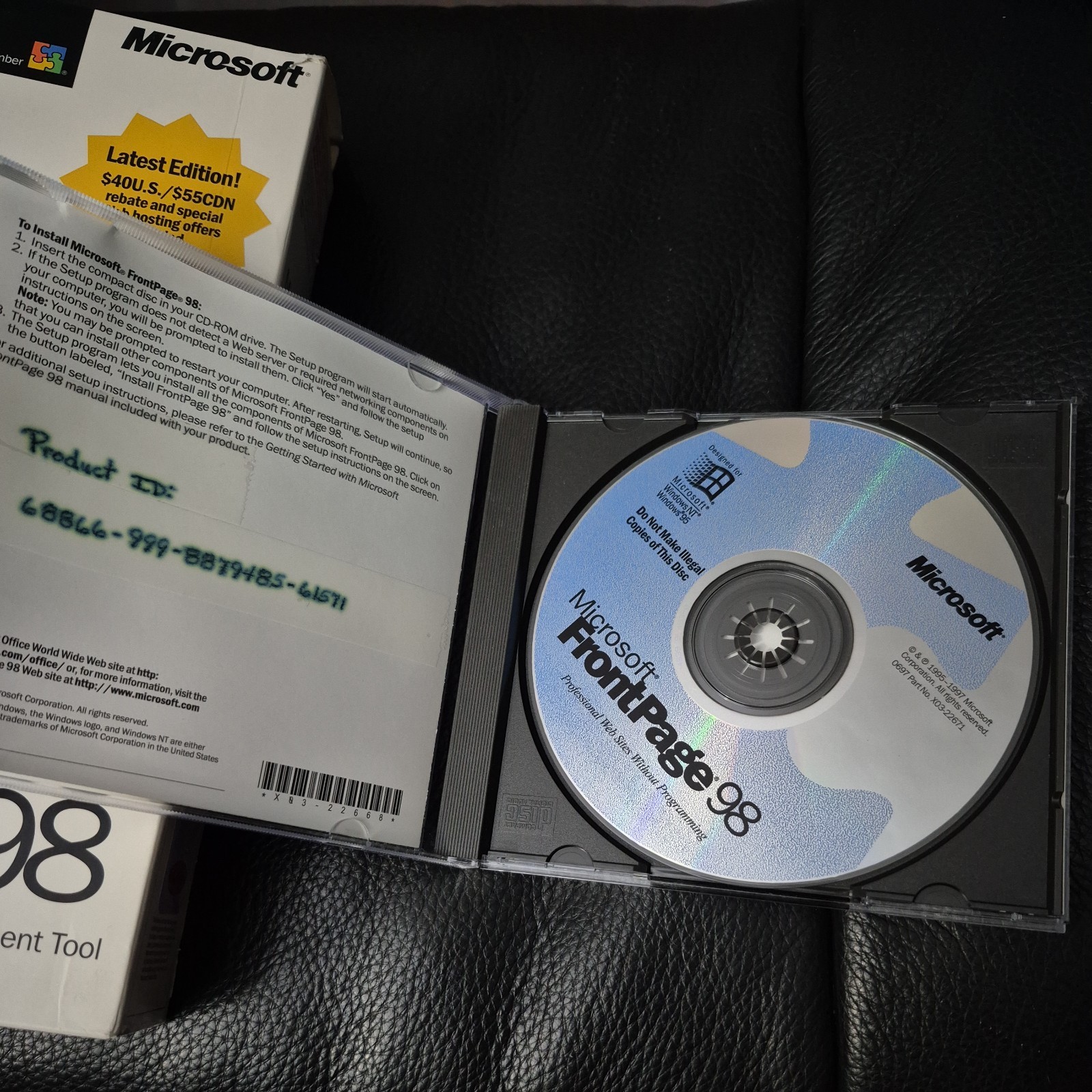 Microsoft FrontPage 98 Full Version For Windows In Original Box With Guide